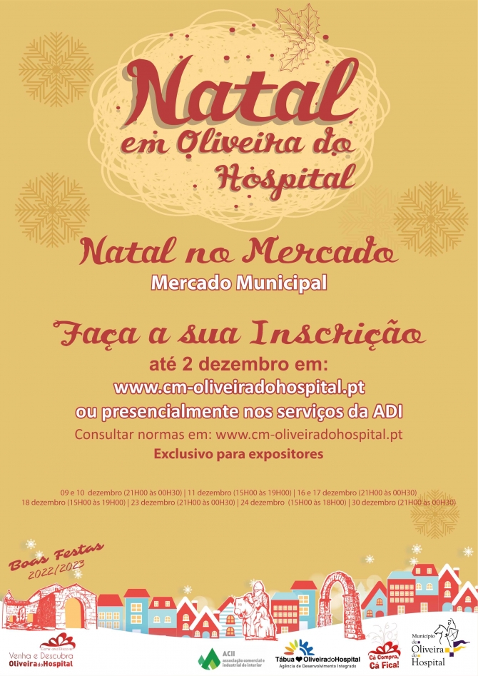 Mercado de Natal 2022 em Oliveira do Hospital - Inscrições